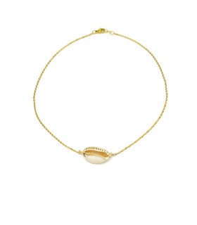 Cowrie shell gold choker necklace