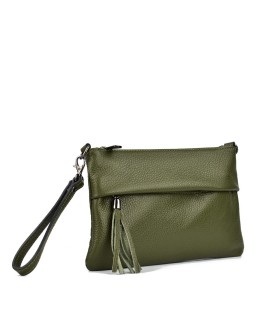 LOET Leather wristlet clutch bag- Army green