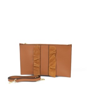 Leather clutch bag with suede details