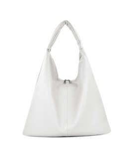 LOET White large trianglular leather tote bag