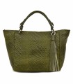 LOET Large leather top handle bag- Olive Green