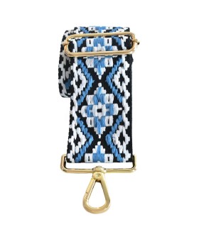 LOET Blue rhombus webbing bag strap- Gold