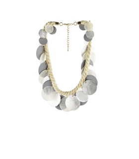 Rope & nacres necklace in silver tones